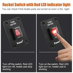 Facon 12Volts Switch Box Panel, 10Amps Rocket On&Off Switch with Red Indicator Light for RV Tank System, IP66 Waterproof Control Gang Kit System for RV Tank Heating Pad