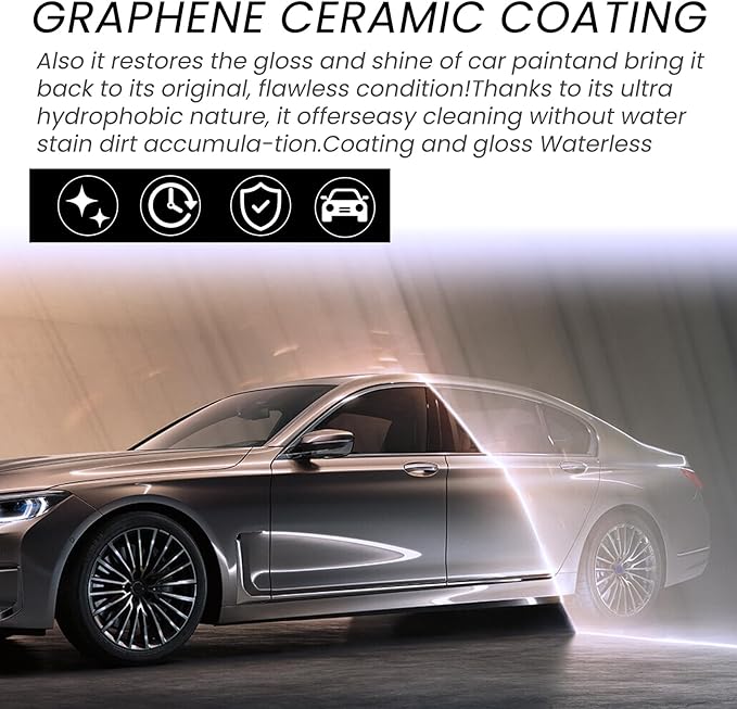 Graphene Ceramic Car Coating Kit, 70ml, Ultra High Gloss & Shine Protection with Application Accessories