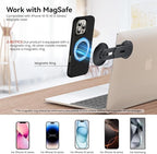 Laptop Phone Holder, Magnetic Phone Stand 15W Fast Wireless Charger for MagSafe for iPhone 17/16/15/14/13/12 & All Phones for Tesla (Black)