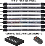 LEDGlow 8pc Flexible Million Color Multi-Color LED Interior Footwell Underdash Neon Lighting Kit for Cars & Trucks - 15 Solid Colors - 10 Unique Patterns - Music Mode - Includes Control Box & Remote