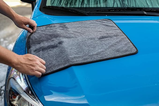 The Rag Company - Double Twistress (2-Pack) Professional Korean 70/30 Blend, Twist Loop Microfiber Drying Towels Car Detailing, Lint-Free, Streak-Free, Multipurpose Use, 850gsm, 20in x 24in, Grey