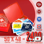 EVERLIT Pocket-Aid Mini First Aid Kit | Compact, Portable Hard-Shell Cases of 50 Items | Cuts, Scrapes, Wound Care Essentials for Travel, Outdoor, School, Camping, Home, Office (48 Packs | 2400 Pcs)