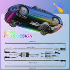 Kairiyard 4Pcs Underglow LED Lights for Cars with App Control, RGB Dream Colors Chasing Music Mode Waterproof Underglow kit for Car Truck