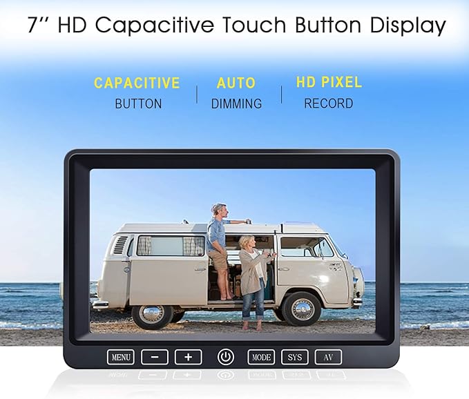 Digital Wireless Backup Camera System Kit,HD 1080P & IP69 Waterproof Wireless Reverse Rear View Camera + 7’’ DVR Split Touch Monitor, Recording for RV/Truck/Trailer/Motorhome-ZEROXCLUB B701