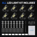 8 Pods 6500k White Rock Lights, IP68 Waterproof 36 LEDs SMD Chips Underglow Kit for Truck Pickup SUV UTV ATV RZR Car Boats
