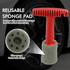 Car Wheel Detailing Brush, Lug Nut Wheel Cleaning Brush with Reusable Removable Insert, Embedded Tire Screw Cleaning Tools with Handle, Exterior Car Accessories (5 Sponges)