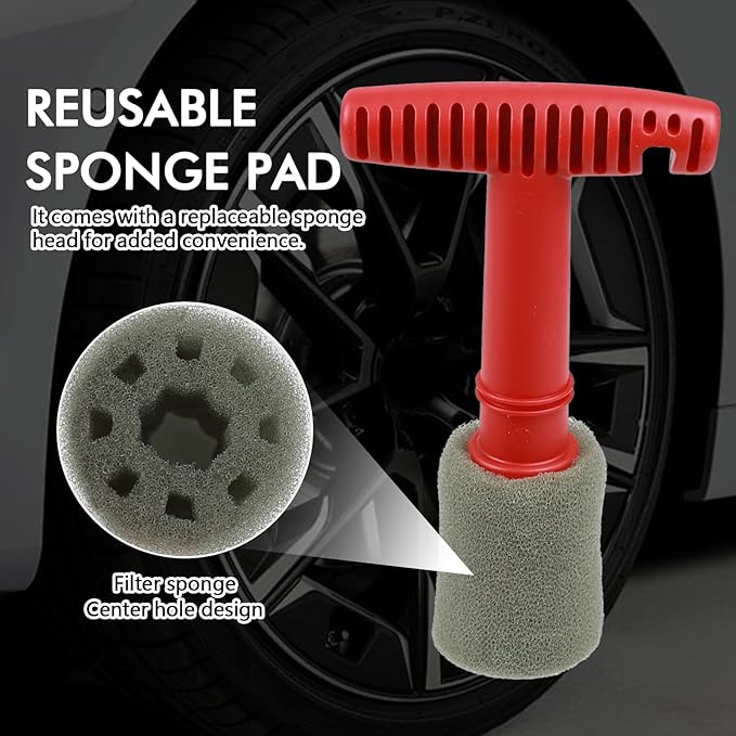 Car Wheel Detailing Brush, Lug Nut Wheel Cleaning Brush with Reusable Removable Insert, Embedded Tire Screw Cleaning Tools with Handle, Exterior Car Accessories (5 Sponges)