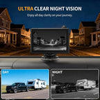 Solar Wireless Backup Camera for Car 5" HD 1080P Monitor 2 Mins DIY Installation 5,000mAh Battery Night Vision 2 Split Screen Back Up Camera Waterproof Reverse Camera for Truck,Pickup,RV,SUV
