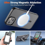 SUPFINE Magnetic for iPhone 15 Plus Case & iPhone 14 Plus Case(Compatible with MagSafe)(Military Grade Drop Protection) Translucent Shockproof Phone Cover,Black