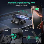 MAGJIEYX for MagSafe Car Mount Charger, (15W Fast Charging) Magnetic Wireless Charging Phone Holder Fits iPhone 16/15/14/13/12 Pro Max Plus/MagSafe Case on Dash/Windshield/Air Vent/Desk Bumpy Roads