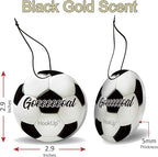 Soccer Car Air Freshener by HookUp - 4 Pack - Black Gold Scent (Extra Strong) | Unique Soccer Gift for Players, Coach, Fans | Hanging Car Accessory with Long Lasting Fresheners Smell