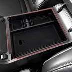 Autorder Center Console Organizer for 2022-2026 Hyundai Santa Cruz Accessories Car Armrest Storage Box Middle Console Tray Container with Black & Red Non-Slip Silicone Mats