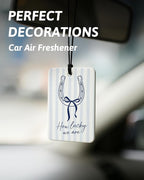 Blue Western Coastal Car Air Freshener 4 Pcs, Preppy Horseshoe Cowgirl Boots Hat Beach Hanging Air Freshener for Closet Drawer Books, Western Beachy Car Accessories Mirror Decor for Women