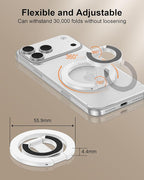 Magnetic Phone Ring Holder for iPhone 17 Pro Max/17Pro/Air/17/16 Pro/15/14, MagSafe Finger Grip Kickstand, 360°Adjustable Two-Sided Magnetic Cellphone Loop for Magnet Car Mount Stand for Galaxy, Pixel