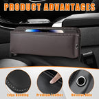 Ziciner Car Seat Gap Organizer, Premium Leather Auto Seat Storage Box, Vehicle Adjustable Front Seat Gap Filler, Car Seat Side Pocket Organizer for Phones, Glasses, Keys, Money, Cards (Coffee)