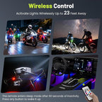 Upgrade LED Lights for Car-4PCS Interior Car Lights with Remote, USB-C 80 Hours 8 Colors IP65 Waterproof Rechargeable Underglow Wireless Strobe Lights for Trucks, eBike, Motorcycle