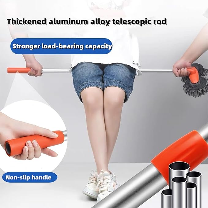 Retractable Double Head Car Wash Brush 360° Rotating Long Handle Car Cleaning Kit Brush Chenille Microfiber Car Wash Mop Not Hurt Paint Scratch Free((Single Set + 1 Spare Brush Head)