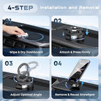 Strong Magnetic Phone Holder for Car & Desk, Compatible with MagSafe, Secure Lock, Universal 360° Rota-Table Car Phone Mount for Dashboard, Glass, Table, Carbon Fiber Deep Black
