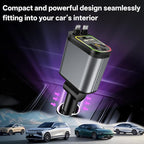 Retractable Car Charger, 4 in 1 Fast Charging Car Charger USB-C & USB-A Compatible with iPhone 16/15/14/13/12/11/X,Galaxy,Pixel