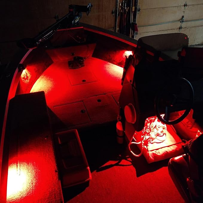 4 Pods LED Rock Lights, Ampper Waterproof LED Neon Underglow Light for Car Truck ATV UTV SUV Offroad Boat Underbody Glow Trail Rig Lamp (Red)