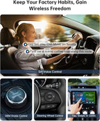 2025 Upgraded Apple Car Play Wireless Adapter for iPhone - Factory Wired CarPlay to Wireless, Auto-Reconnect, Plug & Play for iOS 10+ (iPhone 6+), Fast Stable Connection, Mini Design for Cars 2016+
