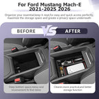 LUWU 2024 Mustang Mach E Center Console Organizer for 2021-2024 Ford Mustang Mach E Select/Premium/GT Accessories Armrest Console Storage Box Glove Organizer Tray ABS Material (Red)
