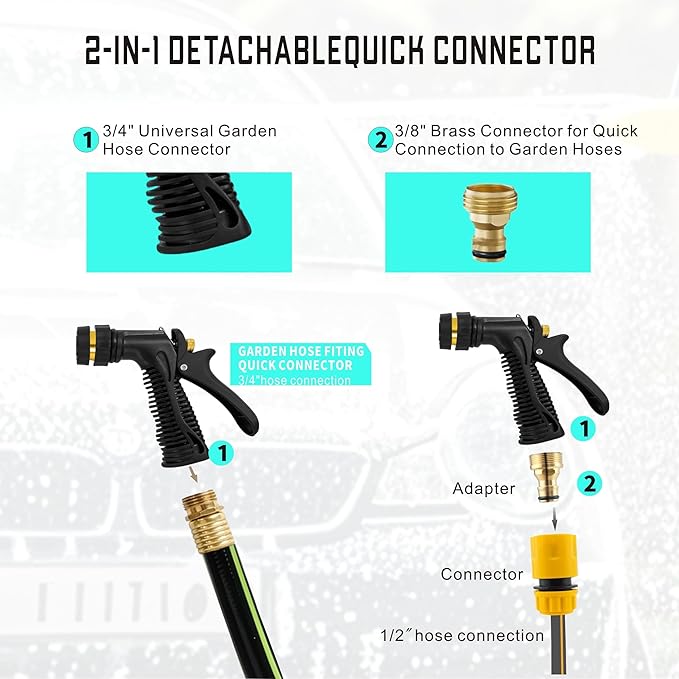 Foam Gun Car Wash Gun, Foam Blaster Equips 3/4" Universal Garden and Quick Connector (Connects to Any Garden Hose) for Watering Plants, Lawn, Patio, Car Wash, Cleaning