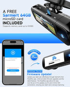 SARMERT 4K 3 Channel Dash Cam, Dash Cam Front and Rear C3, Free 64GB Card, 4K+1080P+1080P Dashcam, G-Sensor, WDR, APP, 5G WiFi, Night Vision, 24H Parking Monitor