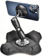 VAUBORTTI Magnetic Phone Holder for Desk&Car Dash,Aluminum Arm, Non-Slip Beanbag Base, 360° Rotation at 3 Points, Compatible with MagSafe iPhone 12-16 Series, Fits RAM B Size 1" Ball