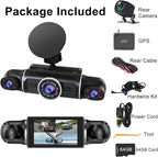 4 Channel Dash Cam Front and Rear Inside Back 360° FHD 2K Dash Camera for Cars, WiFi, GPS, G-Sensor, WDR 24/7 Parking Mode, 170° Wide Angle, Loop Recording, Night Vision, APP, with 64GB Card