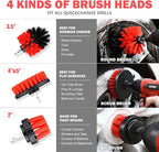 DNA Motoring Car Detailing Brush Cleaning Tools Set with Carry Bag for Auto Interior & Exterior Wheel Dashboard Vent, Red,TOOLS-00278