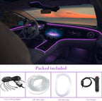 RGB LED Fiber Optic Car Interior Lights, APP Controlled Ambient Lighting Kit 236in, Music Sync, Dimmable, Timer Function, 5-in-1 Optical Fiber Ambient Light for Car Decoration, Universal Fit
