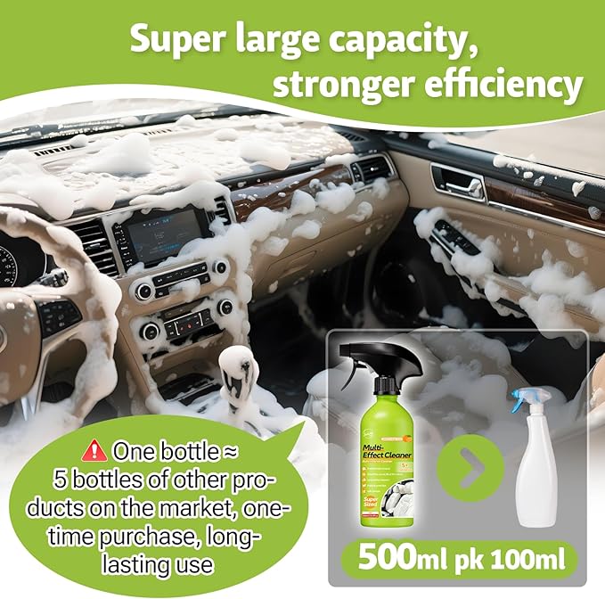 500ml Car Interior Polish Ceiling Foam Headliner Roof Fabric Cleaner Spray Kit for Leather, utomotive Seat,Dashboard, Carpet,Plastic, Vinyl Glass, All-Purpose for Auto Interiors (1 Pack, 16.9fl oz)