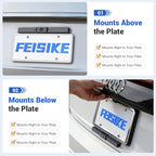 FEISIKE Solar Wireless Backup Camera with 5" 1080P Monitor, 10000mAh Rechargeable Battery, 2-Minute DIY Installation, IP69K Waterproof for Car, Truck, SUV, Van, Trailer