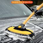 MVEQRRN Upgrade Car Wash Brush Mop with Long Handle,Chenille Microfiber Car Wash Brush Car Cleaning Brush Kit Car Wash Mop Supplies Car Washing Brush with Scratch-Free Replacement Head