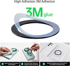 PZOZ A/B Dual-Sided (1 Set) Magnetic Ring Sticker for MagSafe iPhone 16 Holder Phone Case Suction Cup Wireless Charger Car Mount Bathroom Kitchen, for iPhone 15 14 13 12 Pro Max, Samsung (Black)