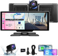 10.26" Wireless Carplay Screen for Car with 4K Dash Cam | Portable Car Play & Android Auto Touch Screen, 1080p Backup Camera, Mirror Link, Voice Control, GPS Navigation | for All Cars