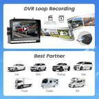 2 Magnetic Solar Wireless Backup Camera for RV Truck Trailer–7" 1080P Monitor with Recording,1-Min Install,No Delay,Wide View,IR Night Vision,4 Channels,Auto-Sleep,Rechargeable Rearview Camera