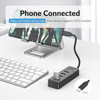GiGimundo 4-Port USB C Hub for Laptop, USB C to USB Hub Multiport Adapter 5Gbps Transfer, USB C Splitter for Laptop, MacBook Pro/Air, iPad Pro, Dell, Chromebook, Keyboard, Mouse, HDD, Black