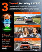 Vantrue N4S 3 Channel Front Inside Rear Dash Cam, 2.7K+1440P+1440P WiFi Dash Camera w/PlatePix™, STARVIS 2 x HDR x IR Night Vision, Voice Control, GPS, 24/7 Parking Mode, Support 1TB Max