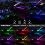Dreamcolor Acrylic Interior Car LED Strip Light with Wireless APP, RGB 22 in 1 with 175 inches 593 LEDs Fiber Optic Ambient Lighting Kits, 16 Million Colors Sound Active Function Car Neon Lights