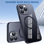 Guppy Compatible with iPhone 15 Pro Case Magnetic, with Full Camera Lens Protector [Compatible with MagSafe] Scratch Resistant Gradient Glass Back Cover Phone Case-Black