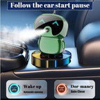 Robot Intelligent Aromatherapy Machine, Smart Cute Robot Car Air Freshener, Fine Spray/Fillable/Four-Gear Adjustment/Vibration Sensing/On-Off/Large Capacity Long-Lasting Fragrance/V1 (Green, Gardenia)