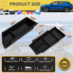 2 Pack Center Console Organizer for 2026 2025 2024 Chevy Equinox EV LT/RS Interior Accessories - Lower Center Console Organizer Tray& Armrest Storage Box - ABS Plastic, Black