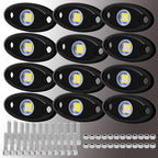 12 Pods LED Rock Lights Neon Underglow Light for Car Truck ATV SUV Under Body Glow Light Trail Fender Lighting (White)