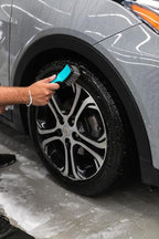 Detail Factory - ProGrip Wheel Face Brush - Ergonomic ProGrip Handle - Premium Wheel Cleaner Brush - Soft Flagged-Tip Bristles - Octane Riptide