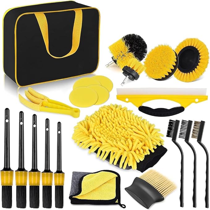 22Pack Drill Brush Attachment Set for Jeep Wrangler JK 2007-2018, Car Wash Cleaning Kit, Automotive Detailing Drill Scrub, Vehicle Cleaning Supplies