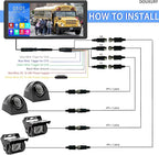 RV Backup Camera System with 10.36’’ 4K Monitor for RV Truck Bus Trailer with 4 Rear/Side View 1080P HD Cameras 4 Splits Touch Screen DVR Recording IP69 Waterproof Bluetooth Music Video Avoid Blind