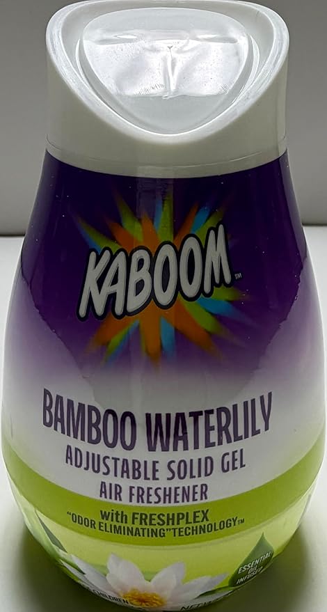 Wizard kaboom adjustable solid gel Air Freshener with freshplex "odor eliminating" technology, solid air freshener 8 oz bamboo waterlily (Pack of 6)