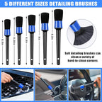 AUTODECO Car Cleaning Kit, Car Vacuum Interior Detailing Cleaner Kit with High Power Handheld Vacuum, Brush Set, Windshield Tool, Duster, Towels, Complete Car Care Tools for Women (Blue)